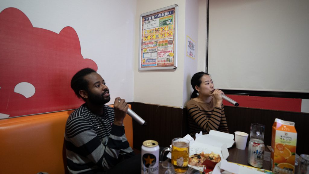 singing karaoke