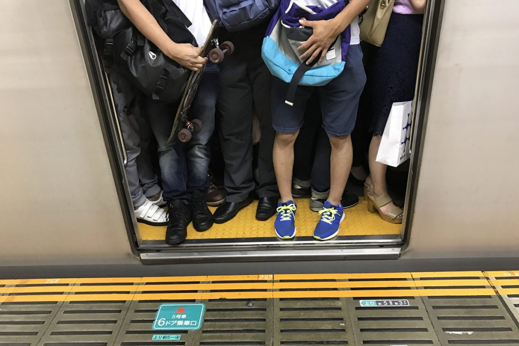 crowded train in Japan