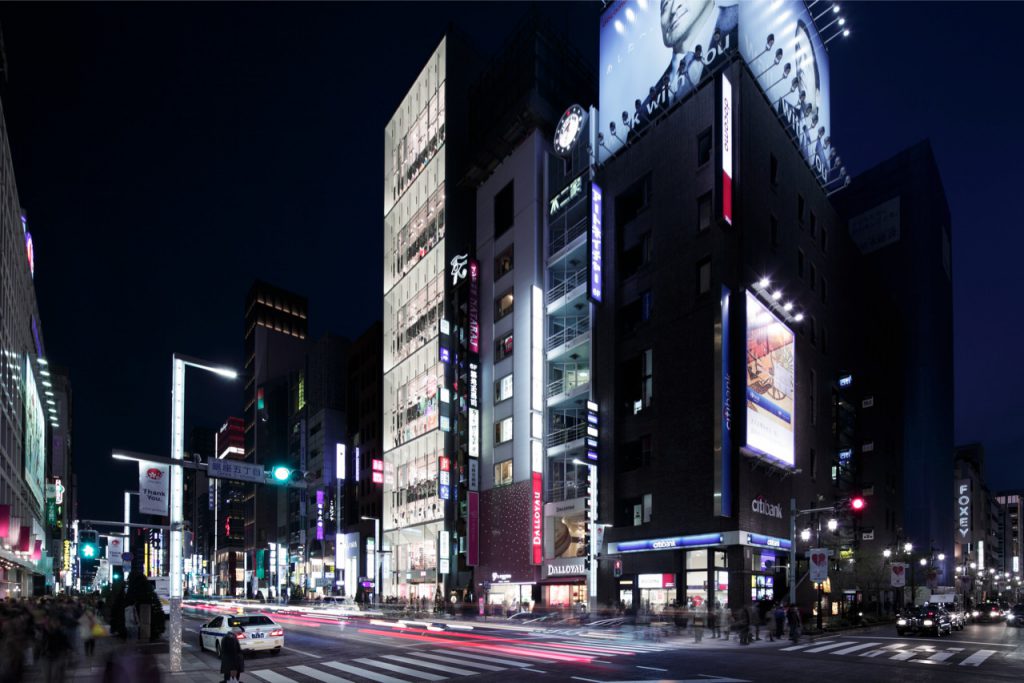 Uniqlo Ginza at night