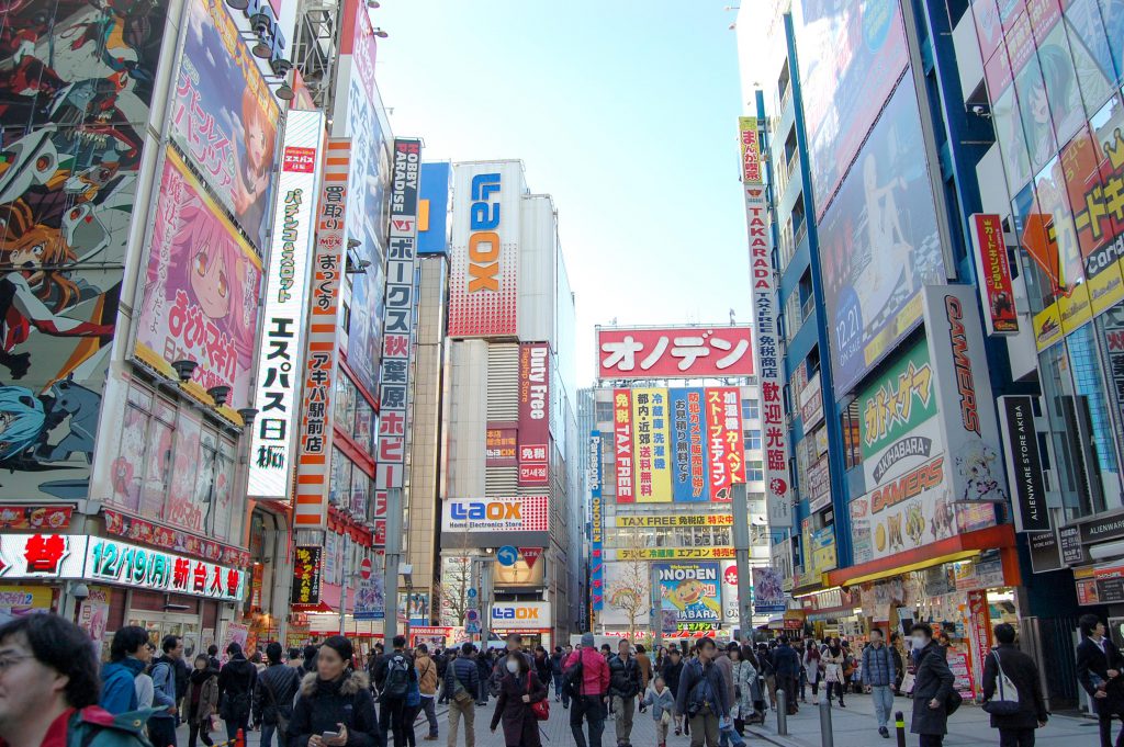 akihabara street crowded with people