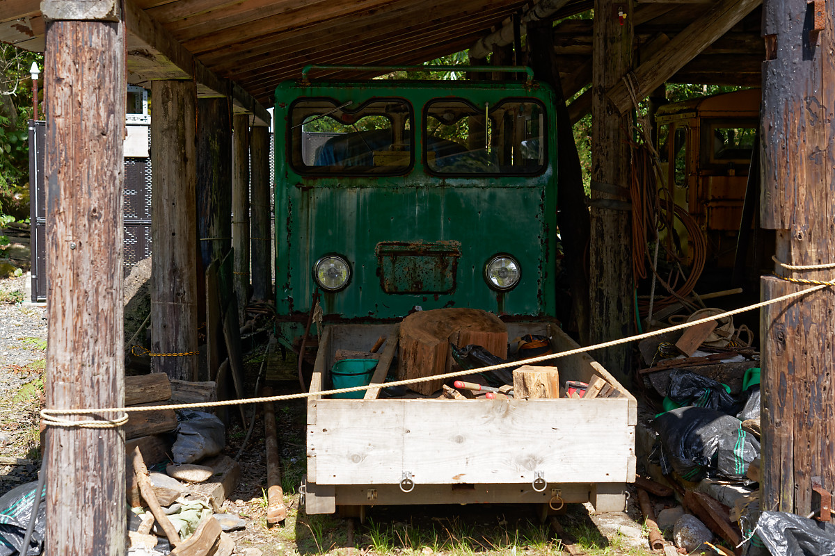 Old train at the Arakawa Hiking Trail start