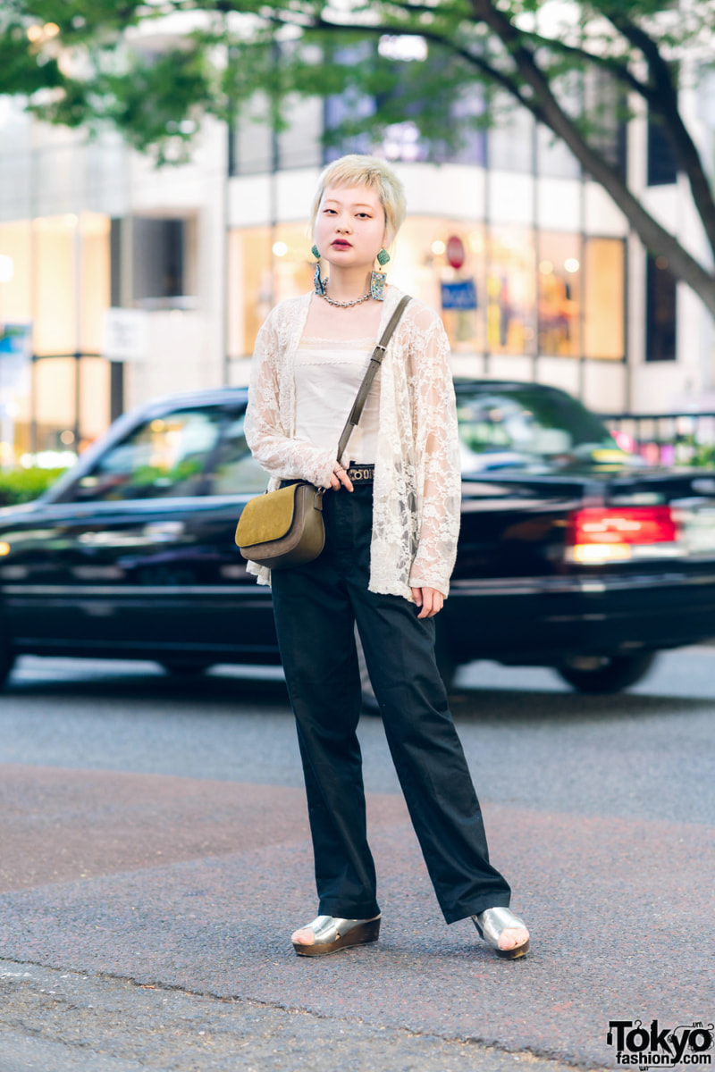 Japanese fashion sheer lace cardigan